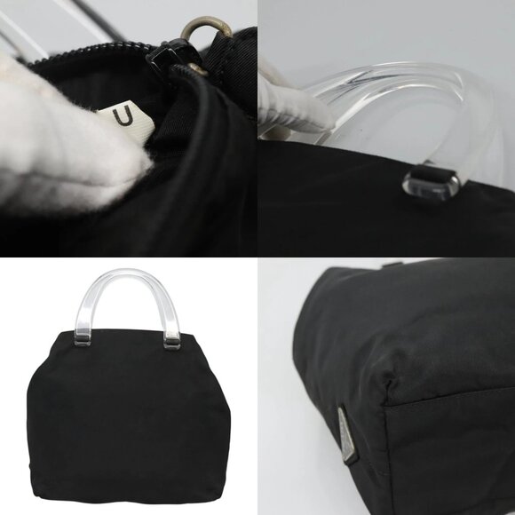 PRADA Hand Bag Nylon Plastic Black Silver Auth 129008 - Picture 14 of 14